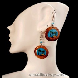 12 Nice Coconut Earrings Hand Painted Mixed Images