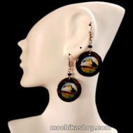 12 Nice Coconut Earrings Hand Painted Mixed Images