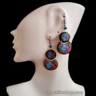 12 Peruvian Nice Coconut Earrings Flowers Images Colorful