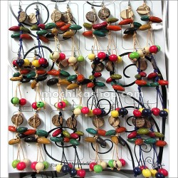 Lot 24 Pretty Coconut Earrings with Olive Seeds Colorful