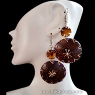 Lot 24 Peruvian Nice Coconut Shell Earrings Round Design