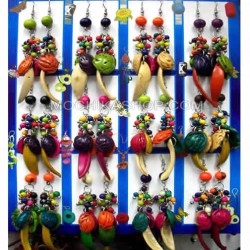 06 Peruvian Nice Colorful Peach Seeds Earrings with Achira Beads