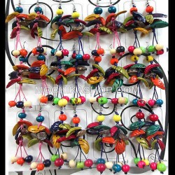 06 Peru Beautiful Colored Half Peach Earrings with Acai Seeds