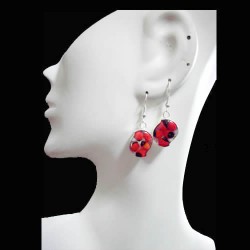06 Pretty  Huayruro Seeds Earrings Wrapped in Resin