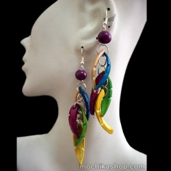 Lot 50 Tribal Palmito Seeds Earrings Colorful Serrated Design