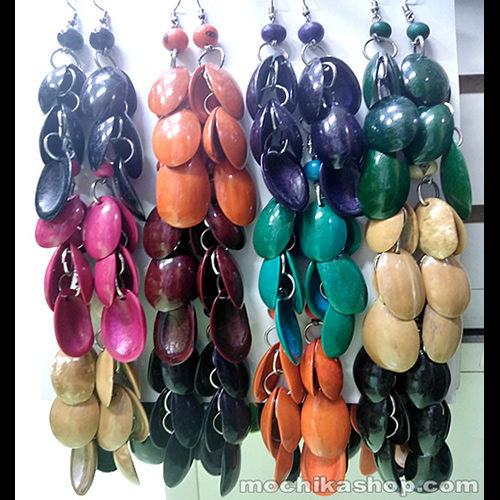 24 Beautiful Wholesale Earrings Handcrafted Palmito Seeds Solid Color Design
