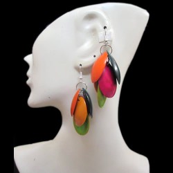 06 Beautiful Peruvian Tribal Palmito Seeds Earrings Multicolor