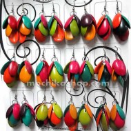 Lot 24 Peru Wholesale Palmito Seeds Earrings Multicolor Design