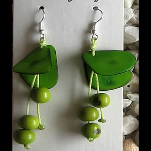 Lot 24 Peruvian Wholesale Tagua Chips Earrings With Acai Beads