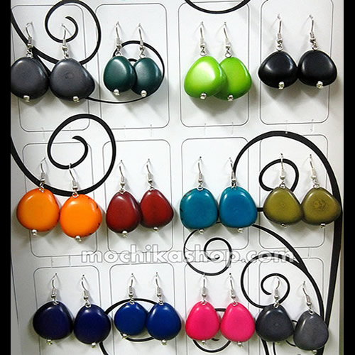 06 Nice Peruvian Wholesale Tagua Heart Earrings Assorted Colors