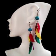 12 Peruvian Wholesale Tagua Toothed Stick Earrings Colorful Design