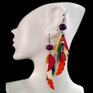 Lot 24 Peruvian Pretty Tagua Toothed Stick Earrings Colored Design