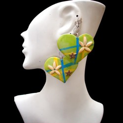 12 Peruvian Totumo Earrings Colorful High Relief Images