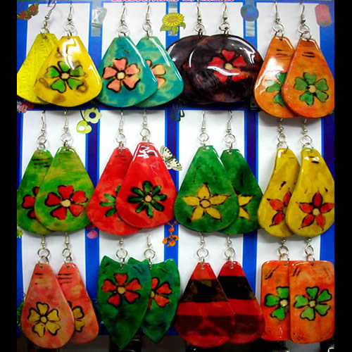 50 Peru Wholesale Totumo Earrings Colorful Hand Painted Flowers