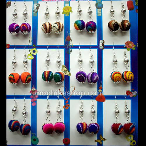 Lot 24 Wholesale Peruvian Cusco Blanket Earrings Beads Design