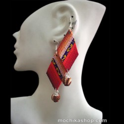 Lot 24 Inca Peruvian Cusco Blanket Earrings Diamond Design