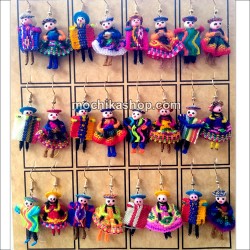 12 Wholesale Cholitos Worry Doll Woven Earrings