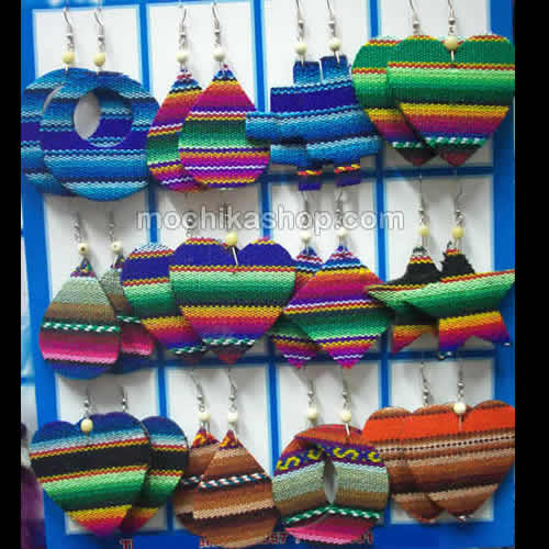06 Peruvian Cusco Blanket Fabric Manta  Earrings Assorted Images