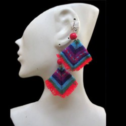 06 Peruvian Cusco Blanket Fabric Manta Earrings Poncho Design