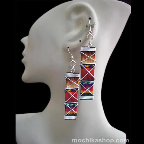 50 Peruvian Cusco Blanket Manta Inca Earrings Rectangular Style