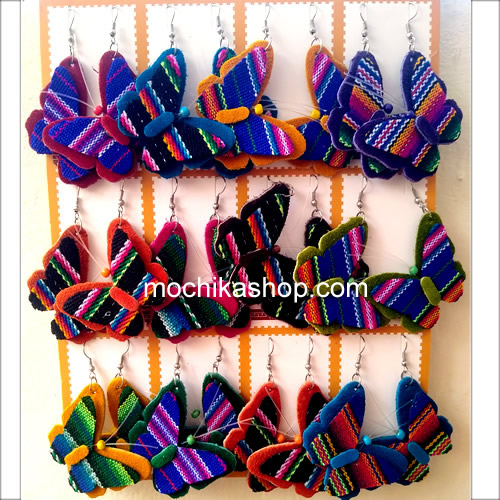 06 Beautiful Cusco Blanket Earrings - Butterfly Design