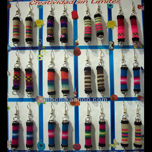 06 Pretty Peruvian Cusco Blanket Textile Earrings Tube Design