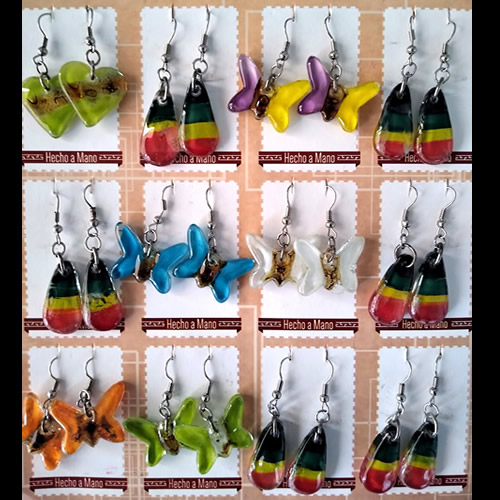 Lot 24 Wholesale Peru Fused Glass Earrings Assorted Images Color