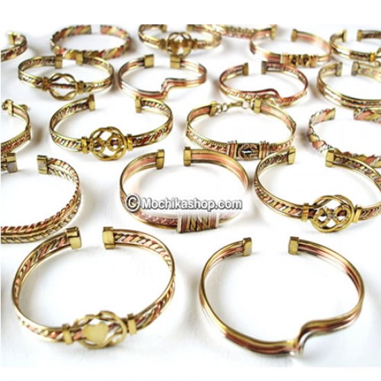 Lot 24 Wholesale Peruvian Handmade Inca Three Metals Bracelets