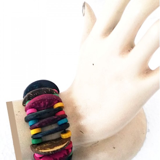 06 Beautiful Handmade Wood Cuff Bracelets, Assorted Colors