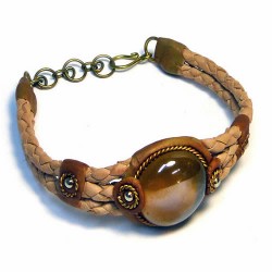 Lot 24 Beautiful Gem Glass Bracelets & Leather, Assorted Design