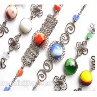 24 Nice Peruvain Murano Glas Bracelets & Alpaca Silver, Assorted Design