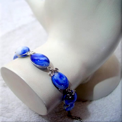 Lot 50 Amazing Murano Glass Bracelets handmade Oval Beads & Alpaca Silver