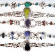 24 Pretty Alpaca Silver Bracelets Handmade Peruvian Stone