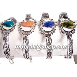 06 Beautiful Alpaca Silver Handmade Peruvian Stone Bracelets
