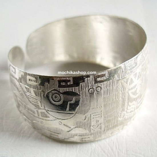 06 Beautiful Inca Silver Plated Cuff Bracelets