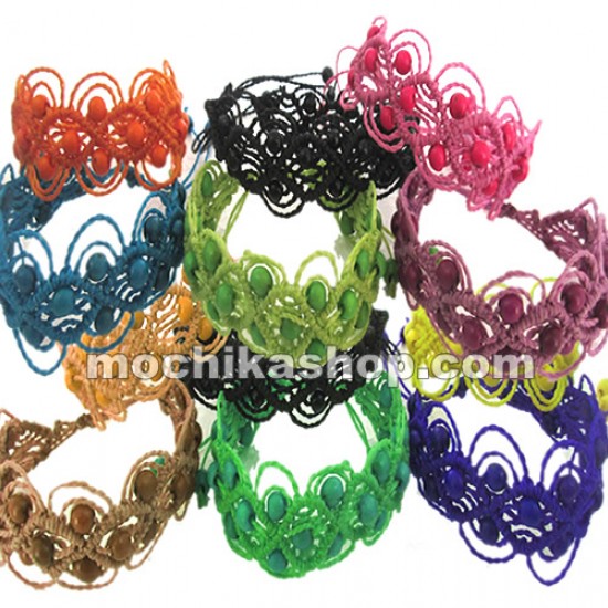 Lot 12  Achira Seeds Bracelets, Woven Crochet Design