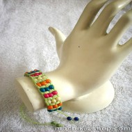 12  Pretty Achira Seeds Woven Bracelets, Colorful Design