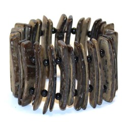 06 Precious Brazilian Coconut Peel Bracelets, Tribal Design
