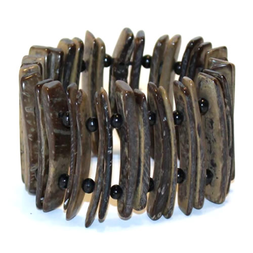 Lot 24 Amazing Coconut Peel Bracelets, Tribal Design