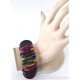 Lot 50 Multicolor Stretch Coconut Bracelets, Tribal Design