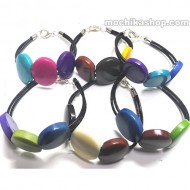 12 Pretty Tagua Flat Button Bracelets, Leather Colorful Design