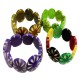 06 Beautiful Tagua Seeds Cuff Bracelets, Carved Button Design