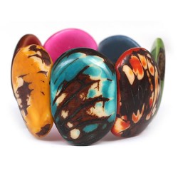 Lot 24 Amazing  Crust Tagua Slices Cuff Bracelets, Oval Chunky Design
