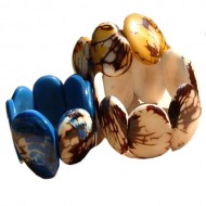 12 Pretty  Crust Tagua Flat Slices Cuff Bracelets, Oval Design