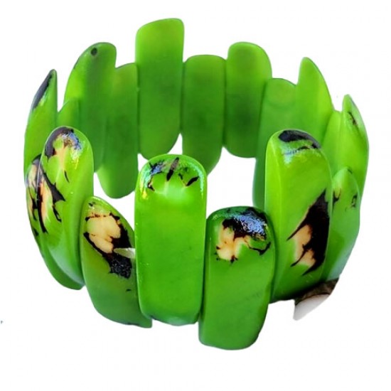 06 Beautiful Beak Tagua Cuff Bracelets, Assorted Colors