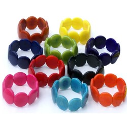 06 Pretty Tagua Small Button Bracelets, Assorted Colors