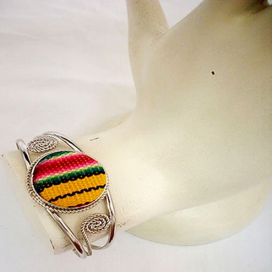 24 Beautiful Aguayo Fabric Cusco Blanket Bracelets Handmade with Alpaca Silver