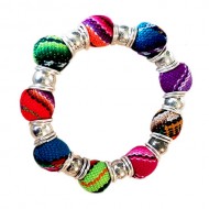 50 Beautiful Cusco Fabric Blanket Stretch Bracelets, Multicolor Design