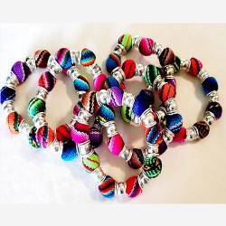 24 Precious Bracelets Handmade of Cusco Manta Multicolor,Inca Design