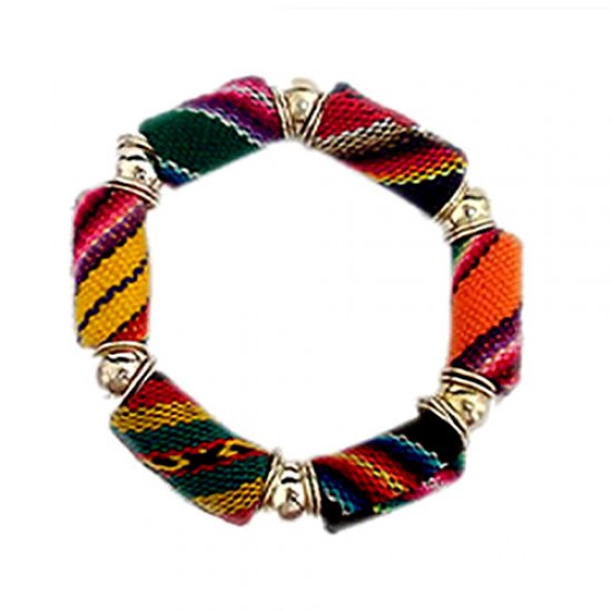 12 Wholesale Cusco Manta Blanket Fabric Bracelets, Assorted Design